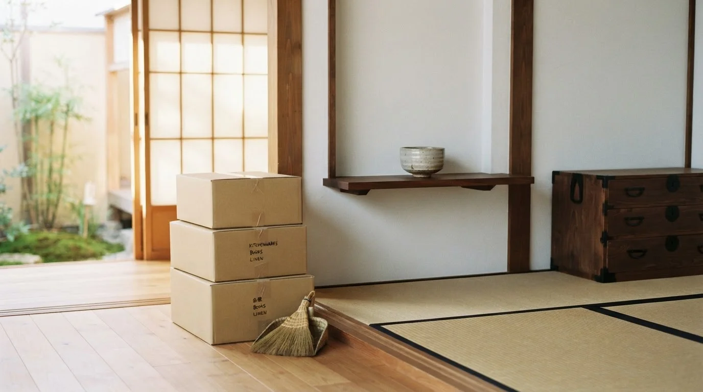 片付け後に床や棚が見えるようになった清潔な居室